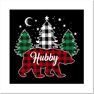 Hubby Bear Buffalo Red Plaid Matching Family Christmas Posters and Art